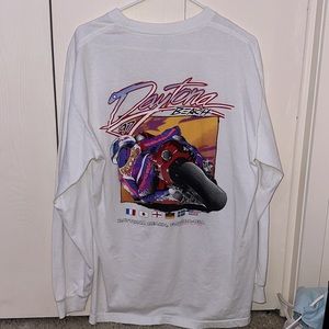 Long sleeve oversized graphic tee shirt. One size, fits like a L.